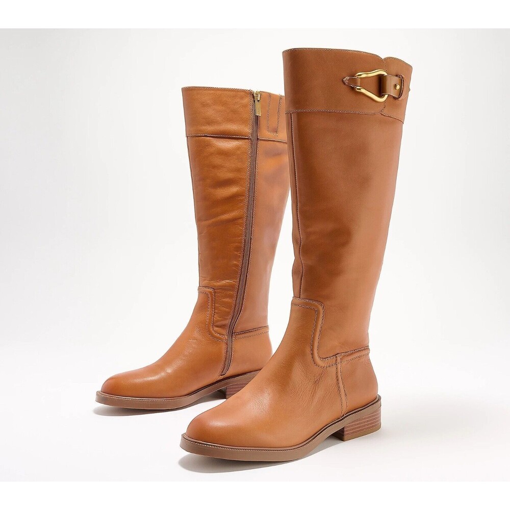 Vince Camuto Andalian Riding Boots Golden Walnut 8M New